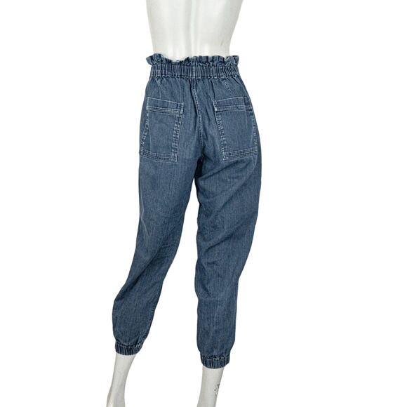 Pietsie Baja Paperbag Pants in blue denim Size M Made in CA - Picture 2 of 9